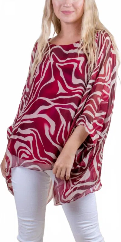 Gigi Moda Seta Zebra Print Kaftan Top In Burgundy