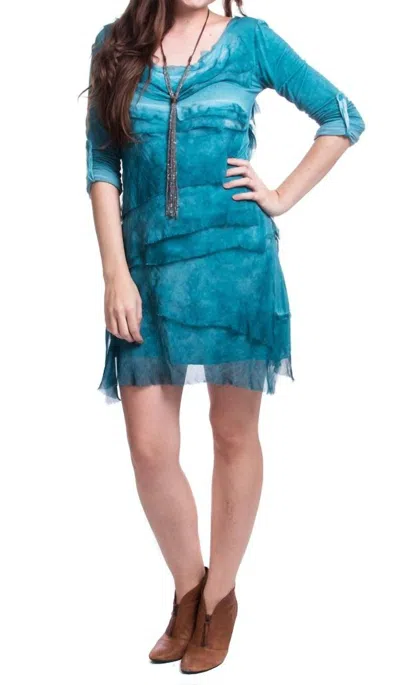 Gigi Moda Siena Sleeve Mini Dress In Washed Teal In Blue