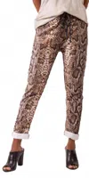 Gigi Moda Snake Print Tie-waist Pants In Taupe In Multi