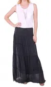 Gigi Moda Solima Long Tiered Maxi Skirt In Charcoal In Black