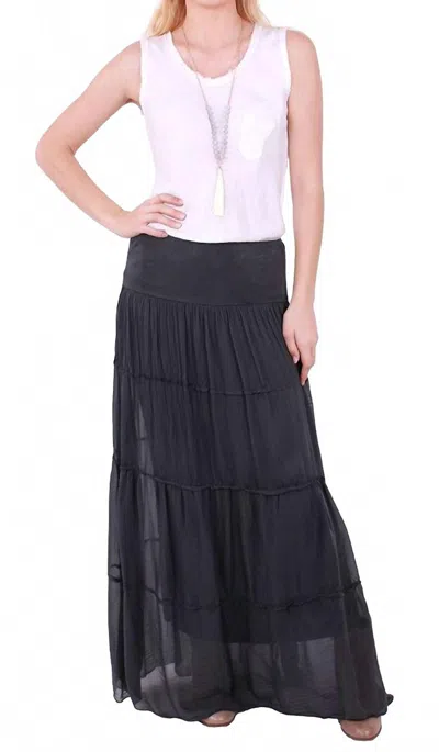 Gigi Moda Solima Long Tiered Maxi Skirt In Charcoal In Black