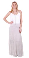 Gigi Moda Solima Long Tiered Maxi Skirt In Cream In White