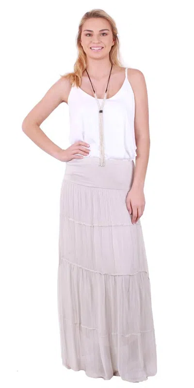 Gigi Moda Solima Long Tiered Maxi Skirt In Cream In White
