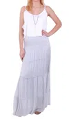Gigi Moda Solima Long Tiered Maxi Skirt In Dove Gray In Blue