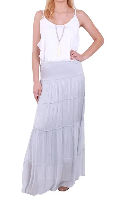 Gigi Moda Solima Long Tiered Maxi Skirt In Dove Gray In Blue