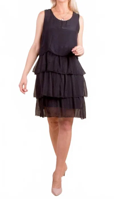 Gigi Moda Sora Silk Dress In Black In Blue