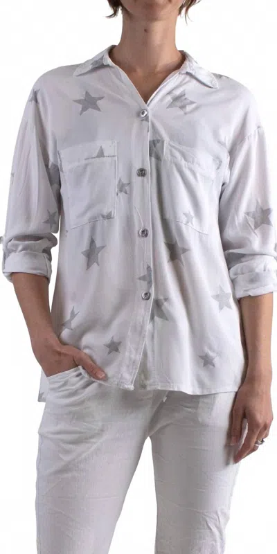Gigi Moda Spazio Long Sleeve Button Down Shirt In White