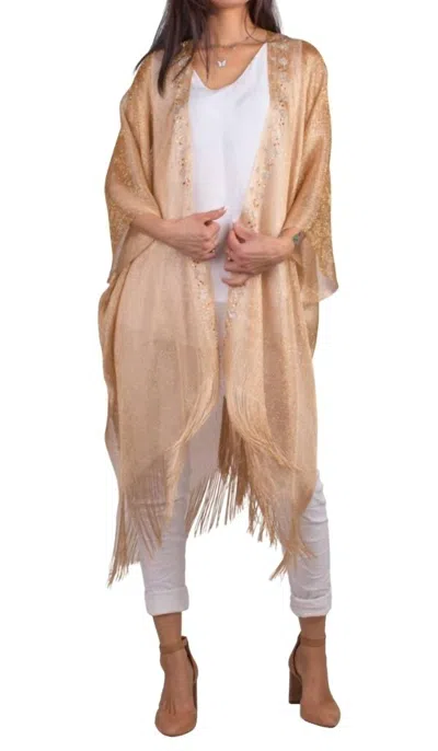 Gigi Moda Spiaggia Open Front Kimono In Gold In Neutral
