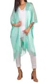 Gigi Moda Spiaggia Open Front Kimono In Mint In Green