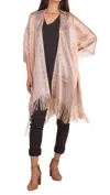 Gigi Moda Spiaggia Open Front Kimono In Peach In Multi