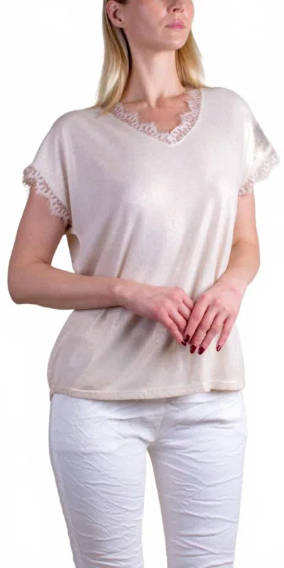 Gigi Moda Splendore Short Sleeve Tee In Beige In Neutral