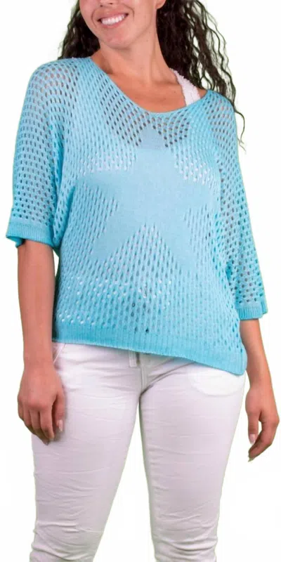 Gigi Moda Star Knit Mesh Sweater In Turquoise In Blue
