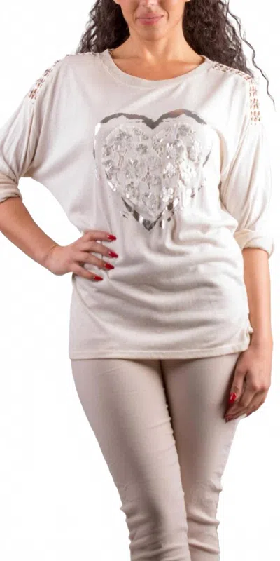 Gigi Moda Stazie Long Sleeve Top In Cream In Pink