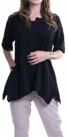 Gigi Moda Tanya Linen Tunic Top In Black In Black