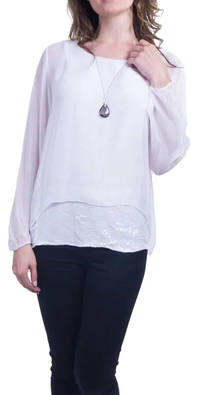 Gigi Moda Tara Long Sleeve Blouse In White