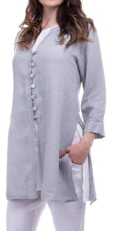 Gigi Moda Tazia Button Fornt Tunic In Gray In Purple