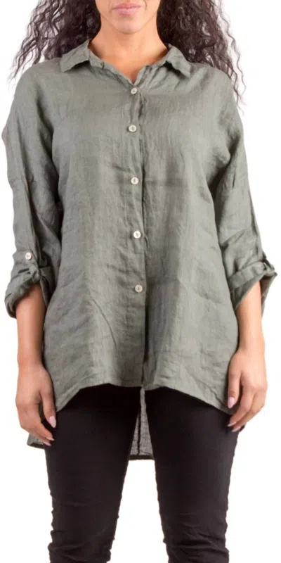 Gigi Moda Terina Linen Shirt In Olive In Gray