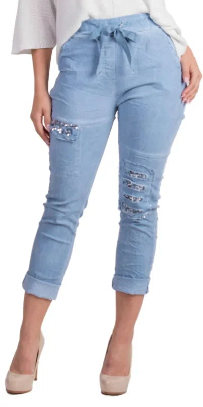 Gigi Moda Toppa Sequin Pants In Blue