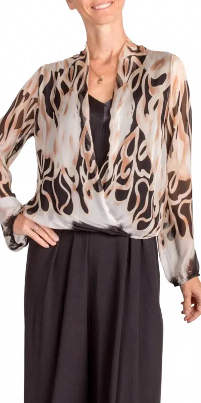 Gigi Moda Torino Abstract Blouse In Black In Gold