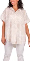 Gigi Moda Tropical Button Down Shirt In Beige In Neutral