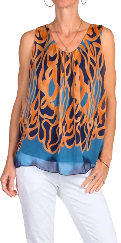 Gigi Moda Turbinio Silk Tank Top In Navy In Blue
