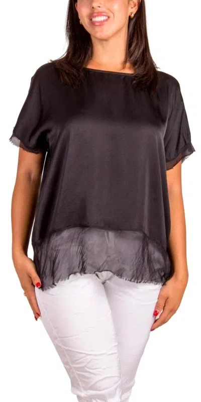 Gigi Moda Turin Silk Top In Black In Multi