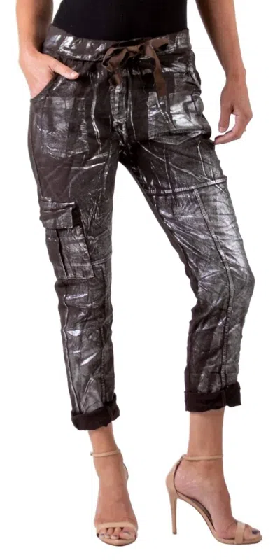 Gigi Moda Umbria Cotton Cropped Pants In Chocolate In Multi