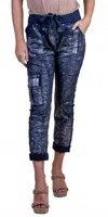Gigi Moda Umbria Cotton Cropped Pants In Navy In Blue