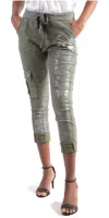 Gigi Moda Umbria Cotton Cropped Pants In Olive In Green