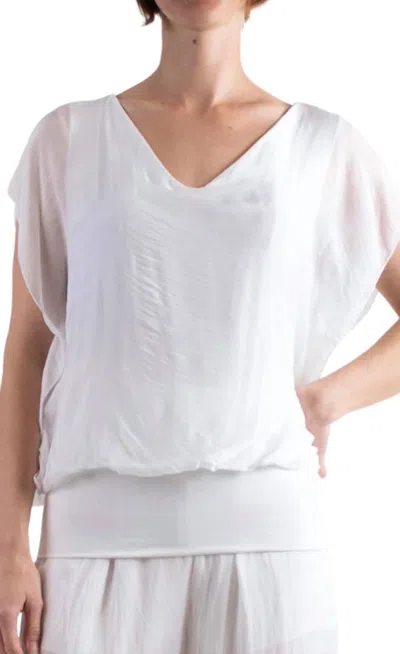 Gigi Moda V-neck Flutter Sleeve Top In White