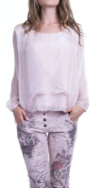 Gigi Moda Varcare Long Sleeve Blouse In Pink In Gray