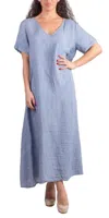Gigi Moda Vedette Linen Maxi Dress In Blue In Blue