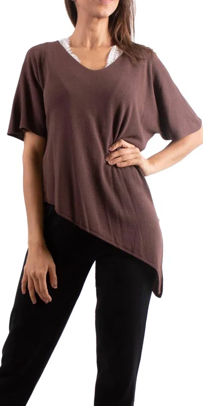 Gigi Moda Venosa V-neck Dolman Sweater In Chocolate In Brown