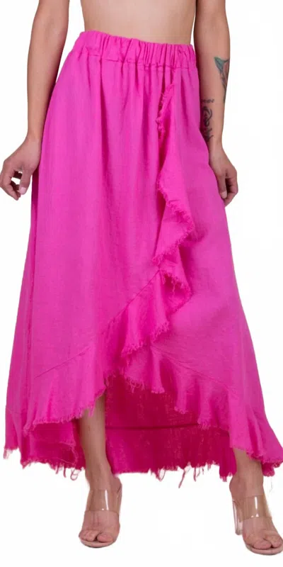 Gigi Moda Ventura Linen Skirt In Hot Pink