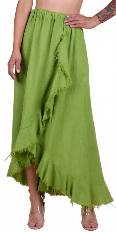 Gigi Moda Ventura Linen Skirt In Sage In Multi