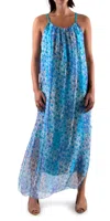 Gigi Moda Venus Rosebud Maxi Dress In Turquoise In Blue