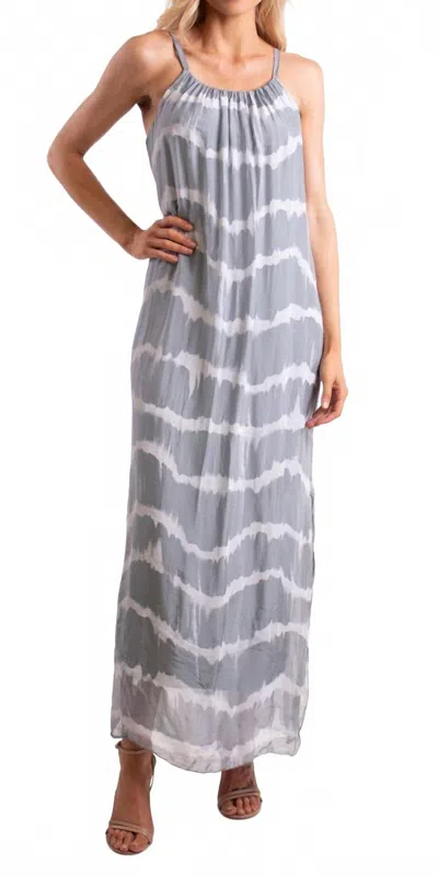 Gigi Moda Venus Tie Dye Silk Midi Dress In Dove Gray In Multi