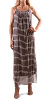 Gigi Moda Venus Tie Dye Silk Midi Dress In Taupe In Multi