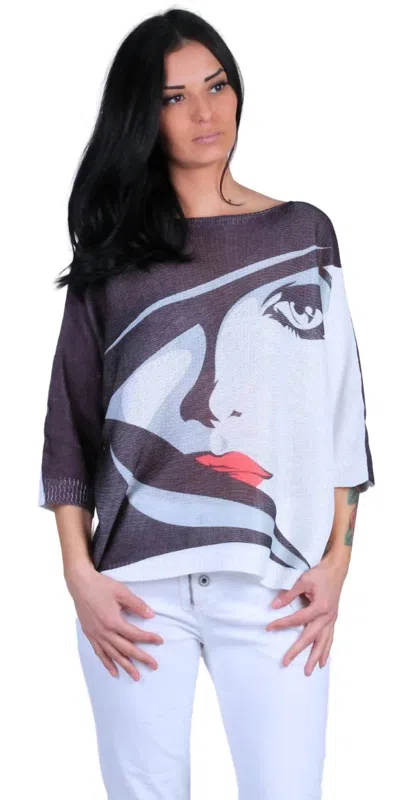 Gigi Moda Viso Batwing Sweater In Black In Blue