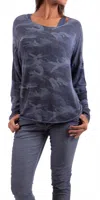 Gigi Moda Vittoria Camo Sweater In Blue In Blue