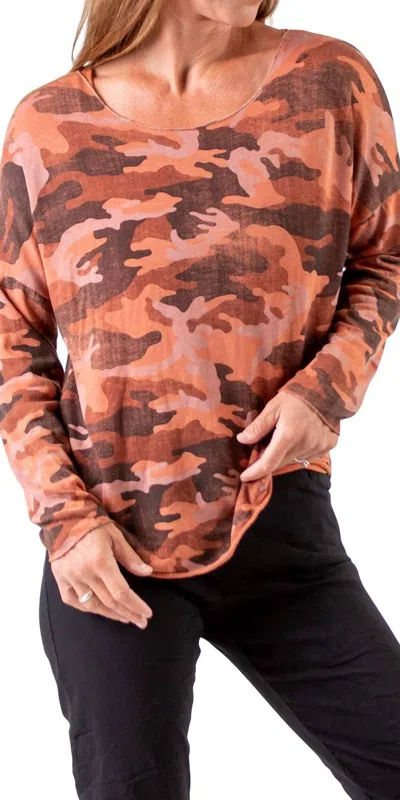 Gigi Moda Vittoria Camo Sweater In Rust In Brown