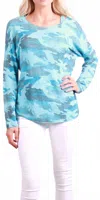 Gigi Moda Vittoria Camo Sweater In Turquoise In Blue