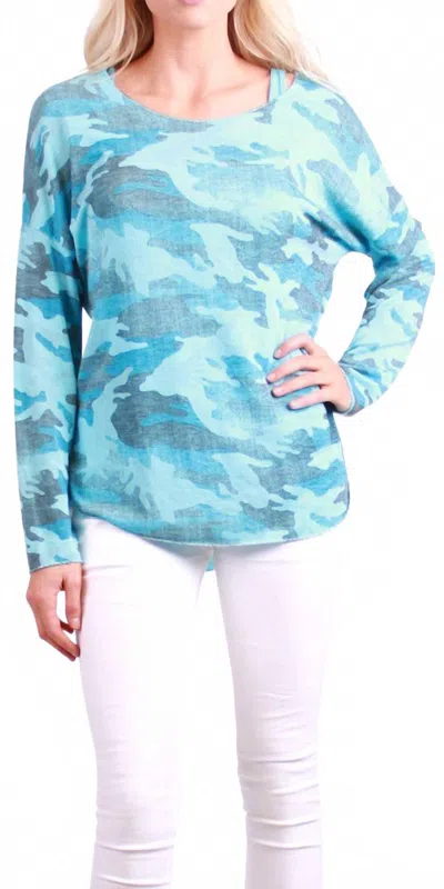 Gigi Moda Vittoria Camo Sweater In Turquoise In Blue