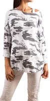 Gigi Moda Vittoria Camo Sweater In White In White