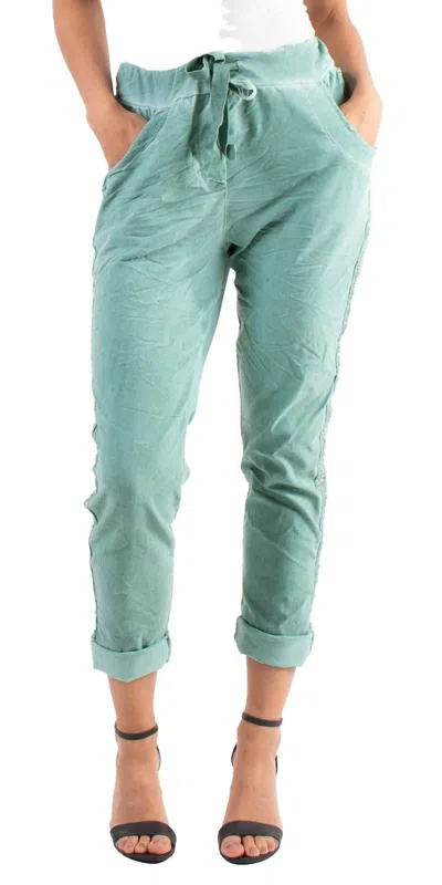 Gigi Moda Women's Caterina Cotton Pants In Lake Green