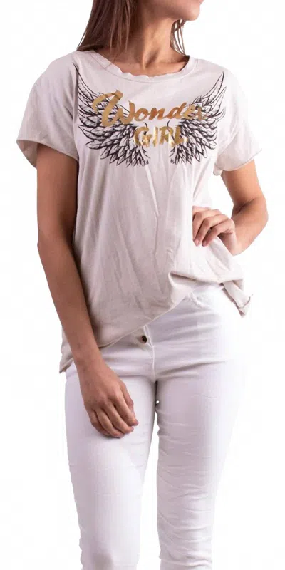 Gigi Moda Wonder Girl Short Sleeve T-shirt In Sand In Multi