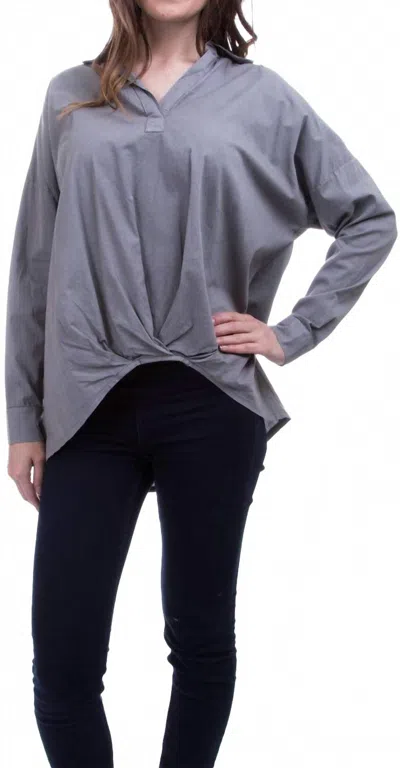 Gigi Moda Zelya Long Sleeve Blouse In Gray In Blue