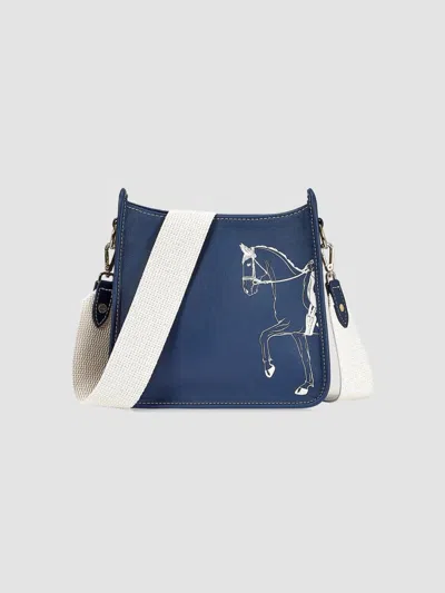 Gigi New York Elle Marching Horse Leather Crossbody Bag In Navy