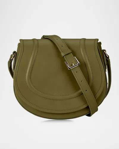 Gigi New York Jenni Saddle Leather Crossbody Bag In Olive