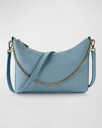 Gigi New York Jules Zip Calf Leather Crossbody Bag In Coastal Blue
